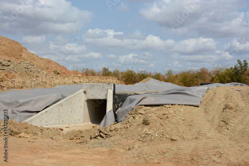 Obraz na plátně construction site in the desert, culvert installation