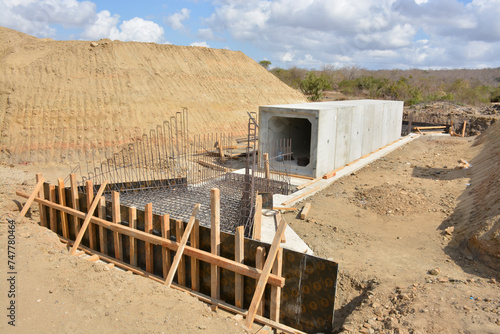 construction site in the desert, culvert installation