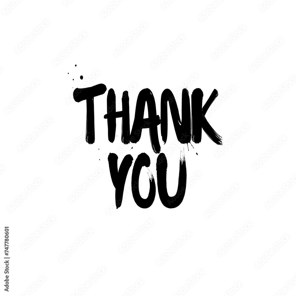 Fototapeta premium handwriting black Thank you! text on white background. 
