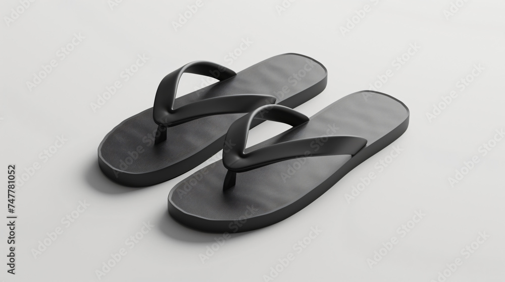 pair black of flip flops mock up isolated on white background pair black of flip flops mock up isolated on white background