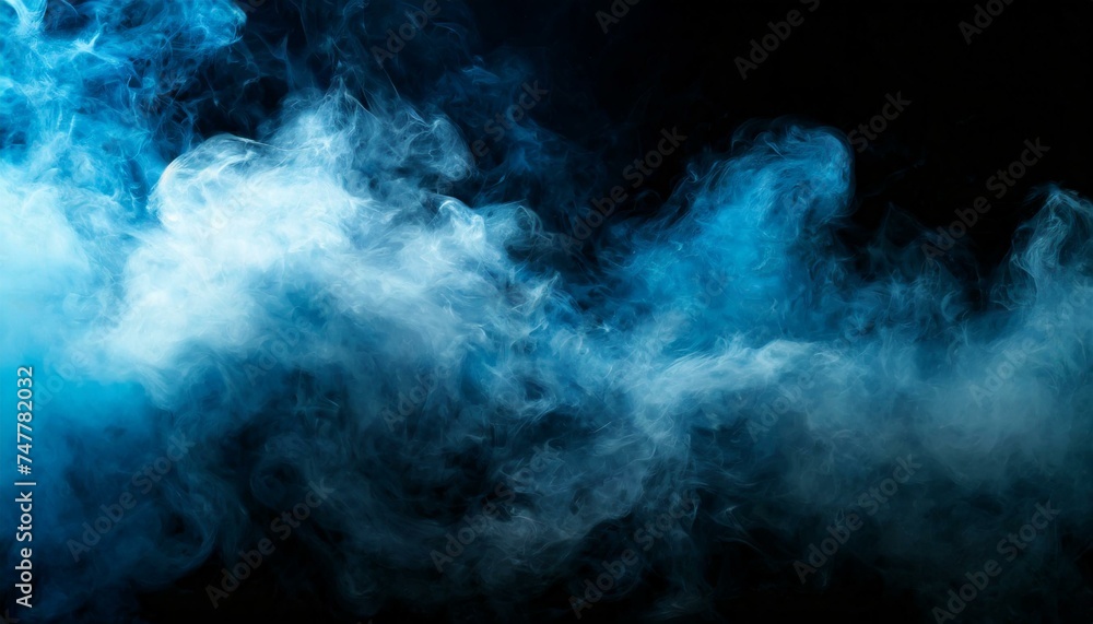 Mystical Mist: Abstract Fog Drifting on Black Background with White Cloudiness