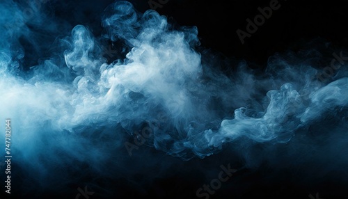 Mystical Mist: Abstract Fog Drifting on Black Background with White Cloudiness"