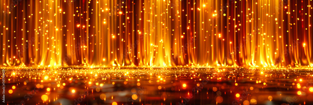 Obraz premium Festive Golden Sparkle and Glowing Lights, Magical Holiday or Party Background, Luxury and Glamour Design, Bright and Shiny Celebration, Abstract Art and Decoration