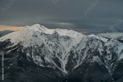 Sochi Mountain Peaks  Spectacular Foggy View with Beautiful Lighting