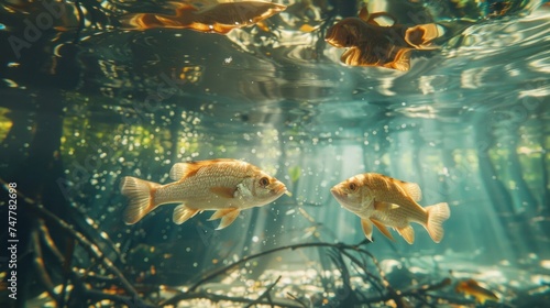 Underwater view of a mangrove forest  Conservation and restoration of mangrove forests    ecology of mangrove forest.