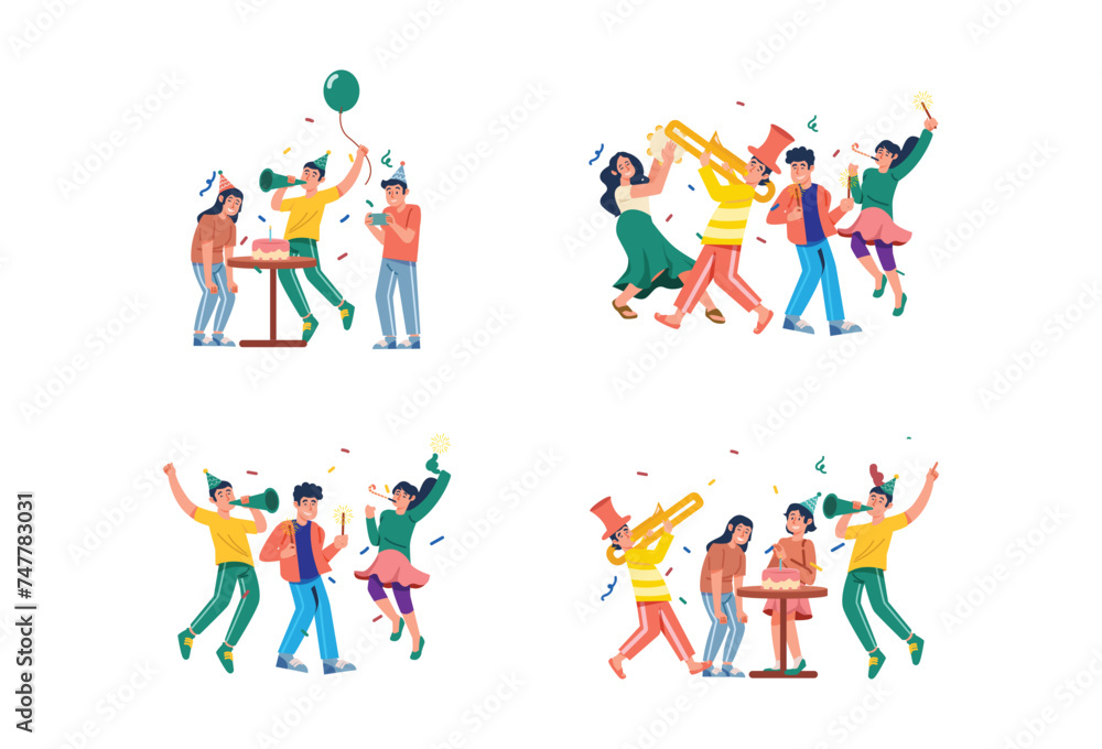 Mini Collection Of Birthday Party Illustration