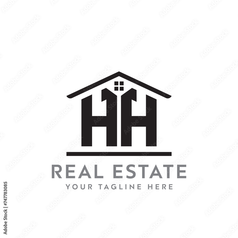 Initial letter HH real estate logo. roofing logo with letter HH. HH home logo Initial letter HH real estate logo. roofing logo with letter HH. HH home logo