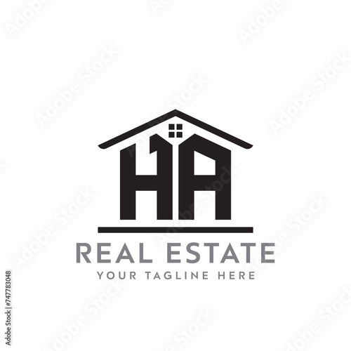 Initial letter HA real estate logo. roofing logo with letter HA. HA home logo