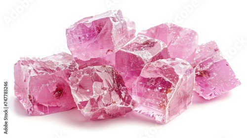 Turkish Delight, A gel-like candy made with sugar, starch, and rosewater Ramadan dessert.Isolated on white background.