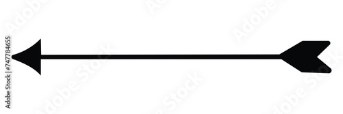 Medieval arrow flat icon. Black horizontal pointer illustration. Vector illustration. Eps file 677.