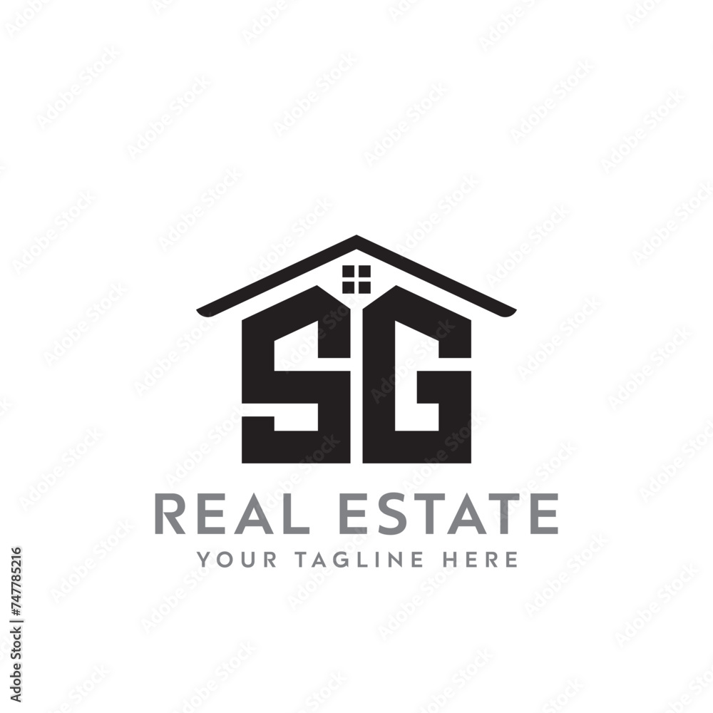 Initial letter SG real estate logo. roofing logo with letter SG. SG home logo Initial letter SG real estate logo. roofing logo with letter SG. SG home logo