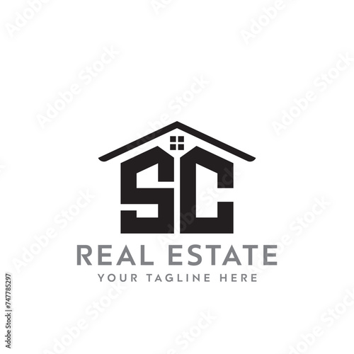 Initial letter SC real estate logo. roofing logo with letter SC. SC home logo
