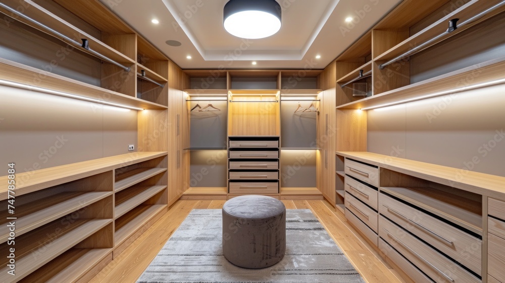 Interior of new empty house, dressing room. Design project visualization Interior of new empty house, dressing room. Design project visualization