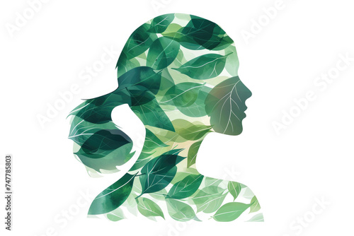 Woman wearing headband made of green leaves photo