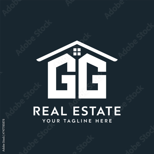 Initial letter GG real estate logo. roofing logo with letter GG. GG home logo