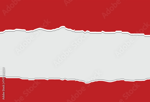 Torn a half sheet of red paper with free copy space. Vector template paper design. Vector illustration. Eps file 699.