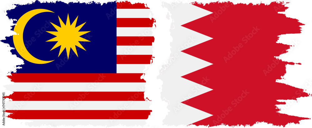 Bahrain and Malaysia grunge flags connection vector Bahrain and Malaysia grunge flags connection vector