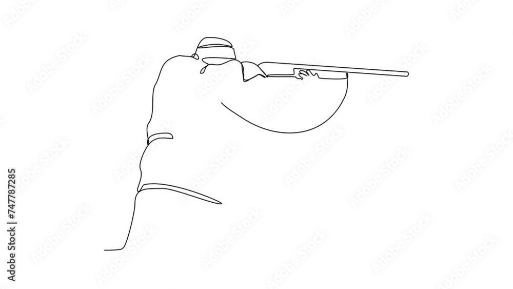 Animated self drawing of a hunter is hunting animals in the forest with a rifle video illustration. Hunting animal in forest activity illustration in simple linear style video design concept. Animated self drawing of a hunter is hunting animals in the forest with a rifle video illustration. Hunting animal in forest activity illustration in simple linear style video design concept.