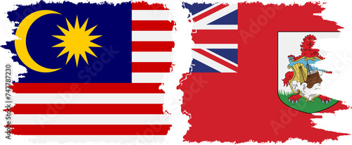 Photography Bermuda and Malaysia grunge flags connection vector