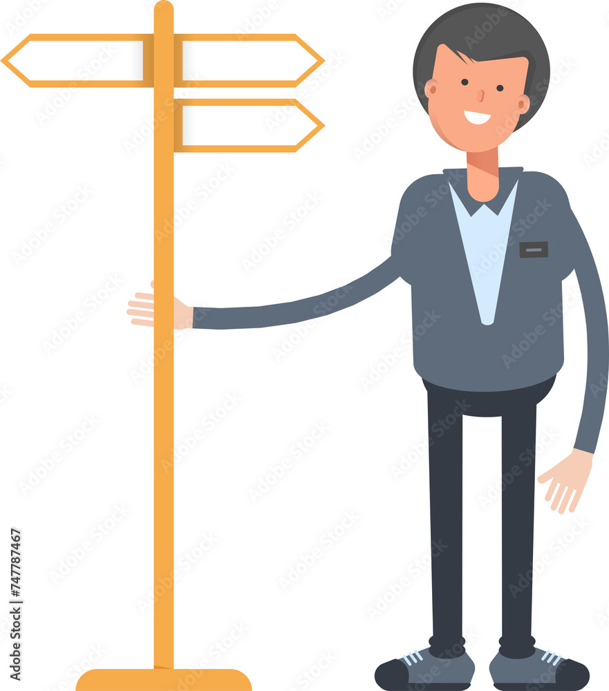 Male Character and Signpost
Male Character and Signpost