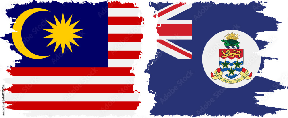 Cayman Islands and Malaysia grunge flags connection vector Cayman Islands and Malaysia grunge flags connection vector