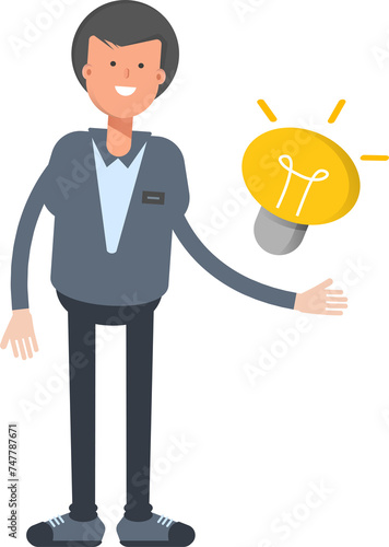Male Character and Light Bulb 
