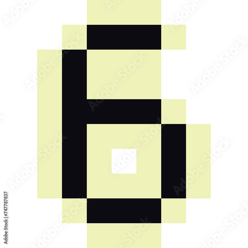 Pixel art monochrome number 6 icon