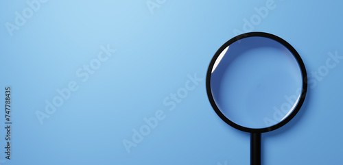 Wallpaper Mural 水色背景に虫眼鏡。コピースペース。3D（俯瞰）（横長） Torontodigital.ca