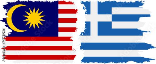 Canvas Print Greece and Malaysia grunge flags connection vector