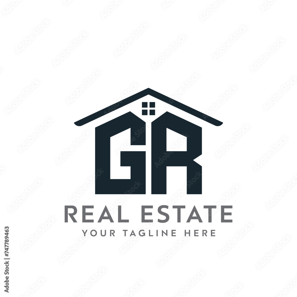 Initial letter GR real estate logo. roofing logo with letter GR. GR home logo Initial letter GR real estate logo. roofing logo with letter GR. GR home logo