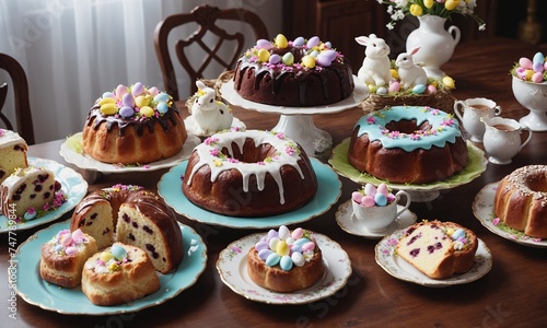 Delicious Easter cakes with beautiful flowers