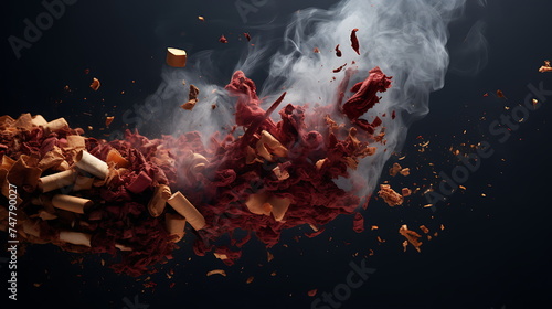 smokes from a cigarette sitting on a dark background. Generative AI photo