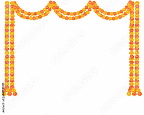colorful marigold flower garland decoration Eco friendly natural bunting for festival celebration.