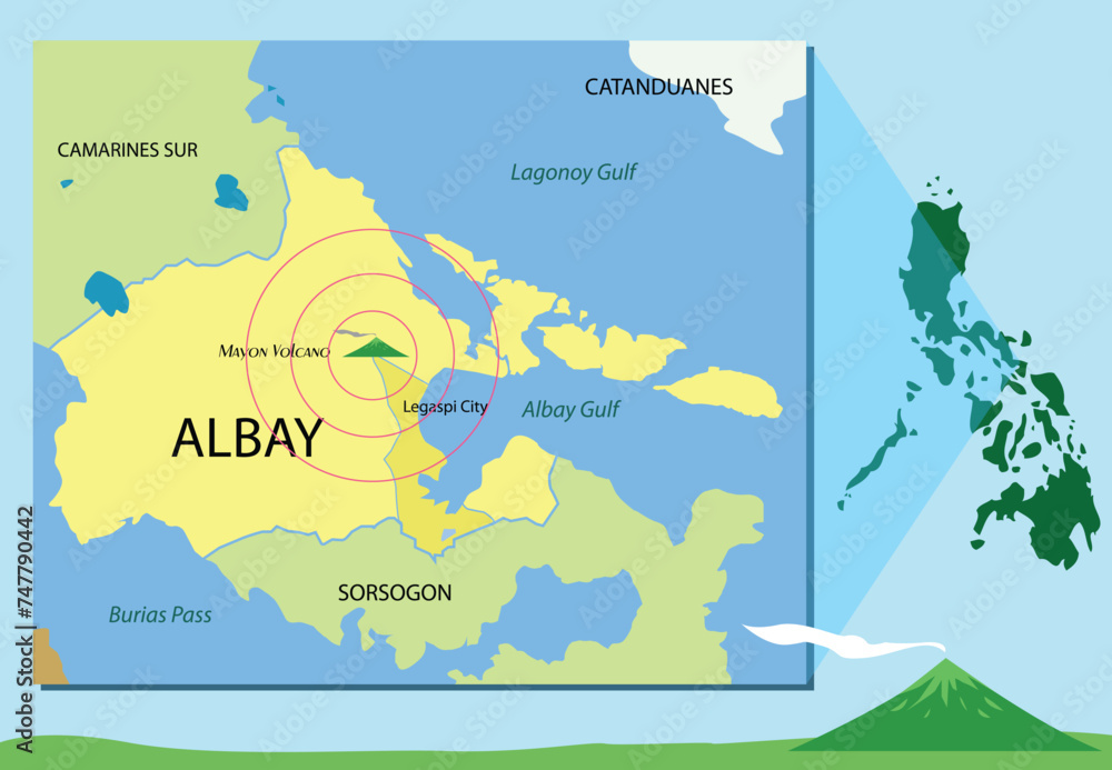 Map location of Popular tourist destination Mount Mayon located in ...