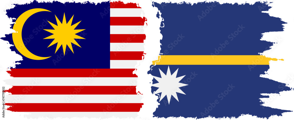 Nauru and Malaysia grunge flags connection vector Nauru and Malaysia grunge flags connection vector