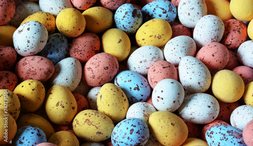 colorful Easter eggs made of sweet chocolate