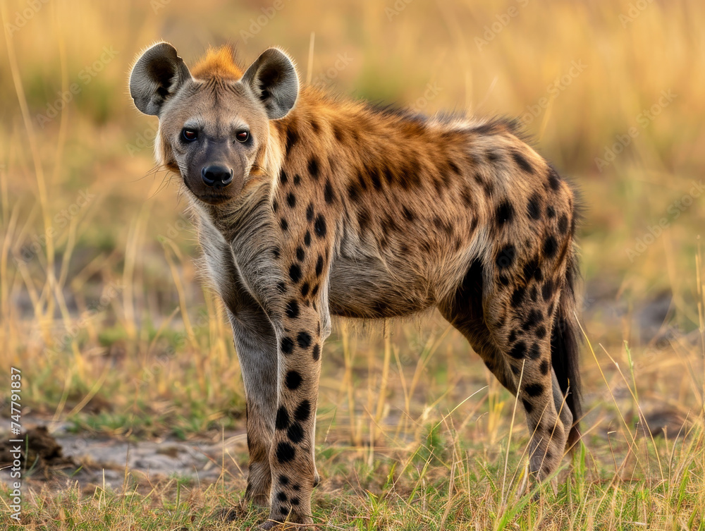 Portrait of a vigilant spotted hyena in the wilderness. Portrait of a vigilant spotted hyena in the wilderness.