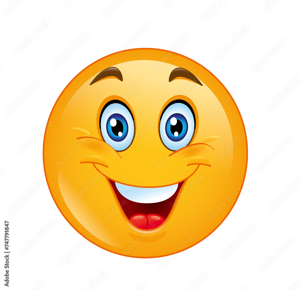 A cheerful yellow smiley face with a big smile A cheerful yellow smiley face with a big smile