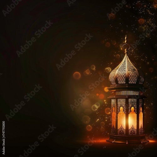 ramadan kareem social media background with lantern- Ramadan kareem islamic festival greeting card background, ramadan kareem lantern with dark them background
