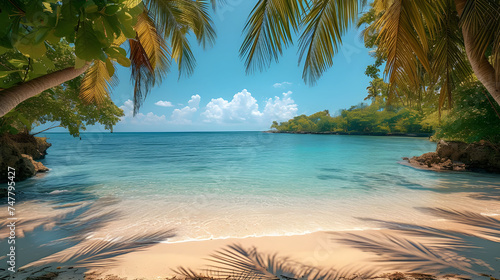 Beautiful Tropical beach at exotic panorama as summer landscape wallpaper.