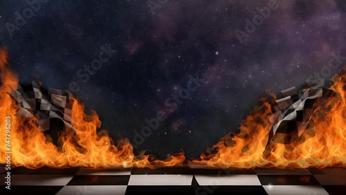 flame digital cg motion background loop isolated on black, frame with fire and smoke color 4K video motion graphic isolated on black background photo