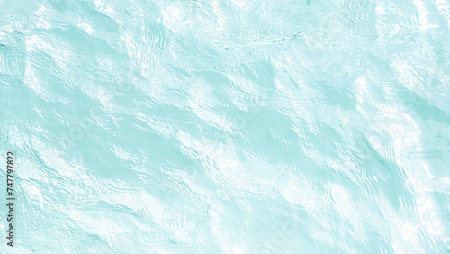 Abstract summer banner background blue clear water waves surface in sunlight with copy space for cosmetic ,moisturizer, micellar toner ,emulsion and etc.
