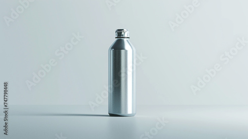  A matte black water bottle with a minimalist silhouette, positioned against a clean white surface, exuding a sense of modernity and sophistication in its design