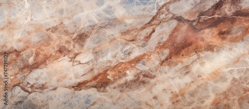 A detailed view of a rustic marble surface with a vibrant blue sky in the background  showcasing the high resolution Italian random matte texture.