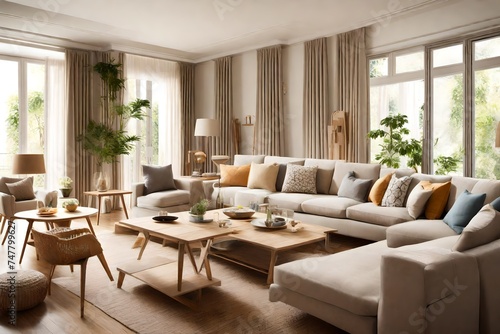a family-friendly living room where sofas in warm and inviting tones create a welcoming environment, perfect for shared moments and relaxation. © Muhammad