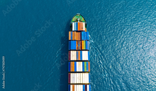 Aerial view of the freight shipping transport system cargo ship container. international transportation Export-import business, logistics, transportation industry concepts © Photo Sesaon
