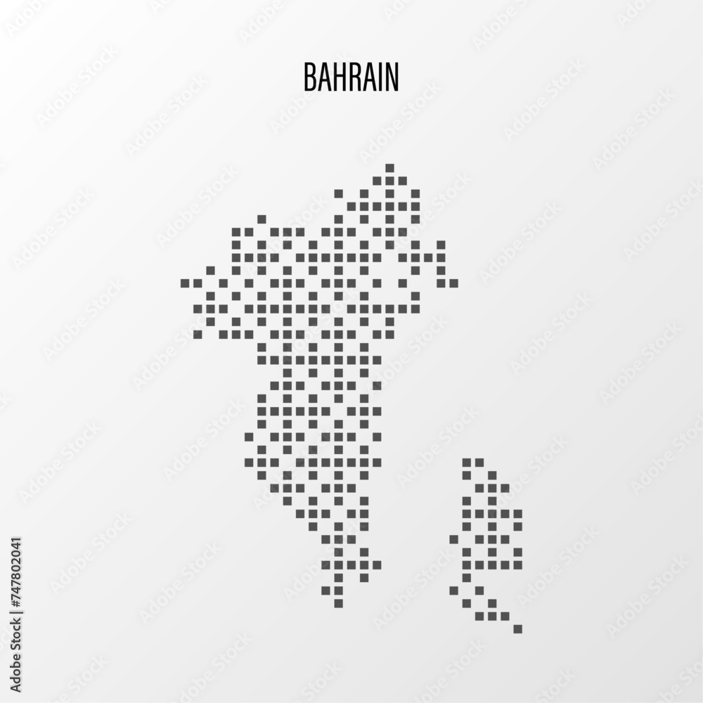 Dotted Map of Bahrain Vector Illustration. Modern halftone region isolated white background