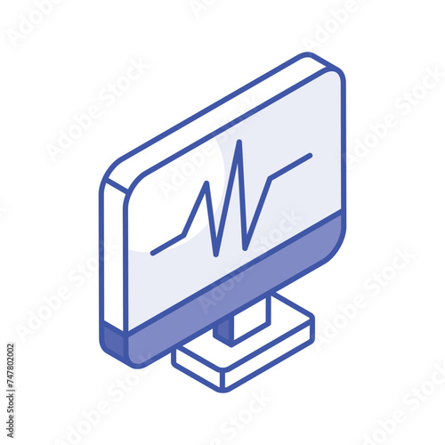 Grab this amazing icon of health monitoring, vector of electrocardiogram in modern style