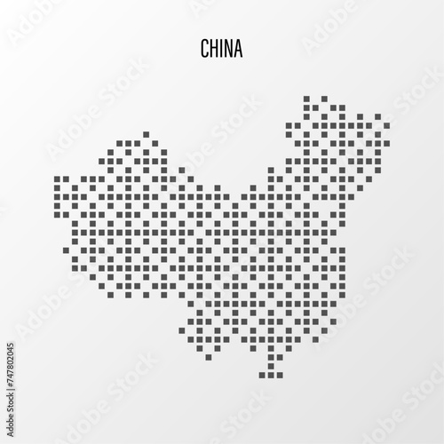 Dotted Map of China Vector Illustration. Modern halftone region isolated white background