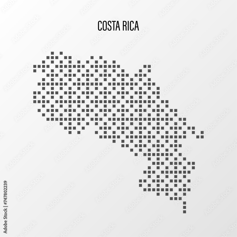 Dotted Map of Costa Rica Vector Illustration. Modern halftone region isolated white background